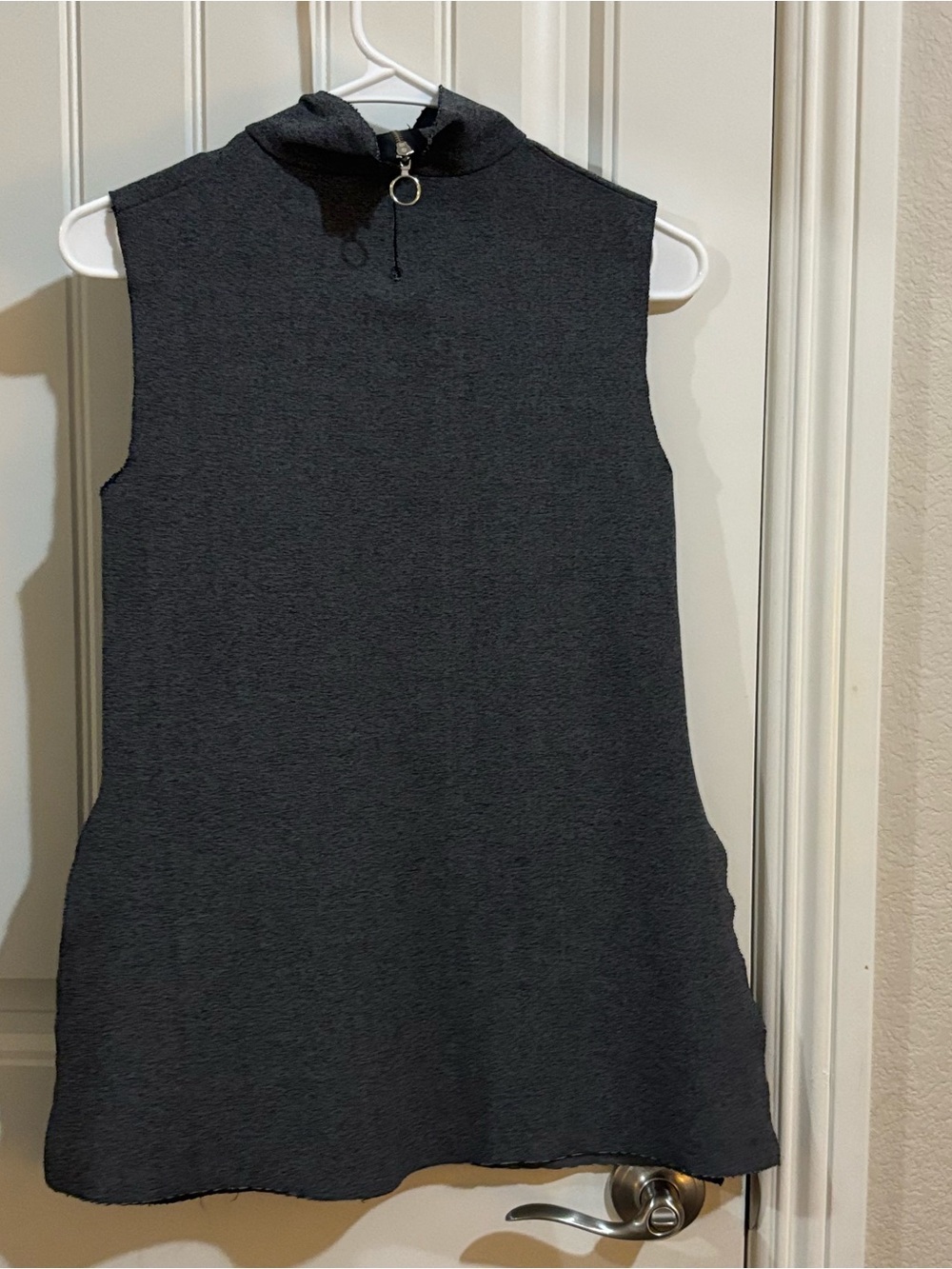 Sleeveless Mock Neck Tunic Top - Charcoal Gray